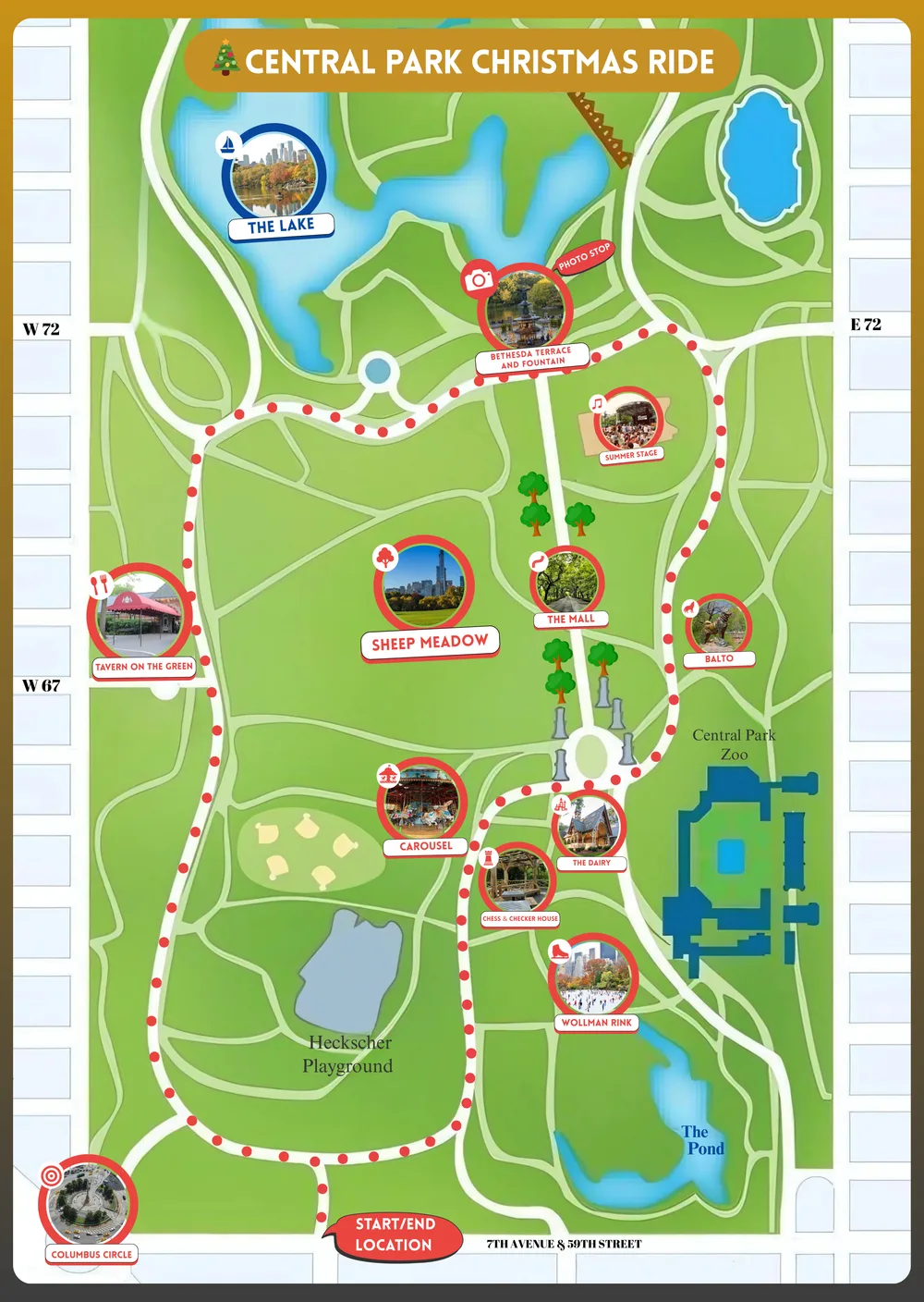 Central Park Christmas Ride route map