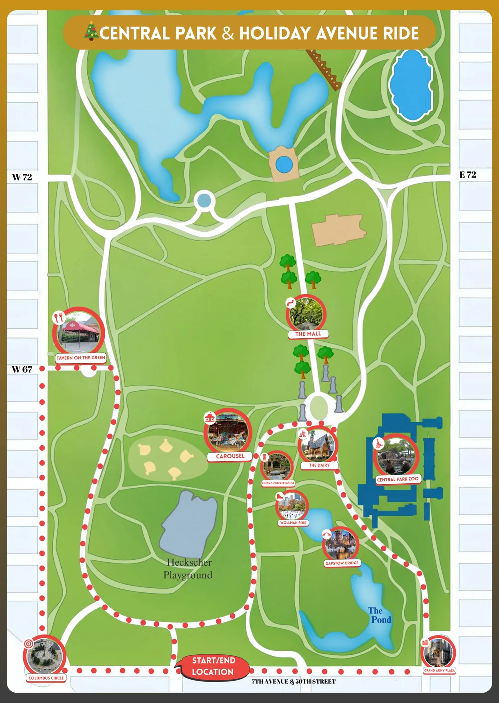 Central Park & Holiday Avenue Ride route map